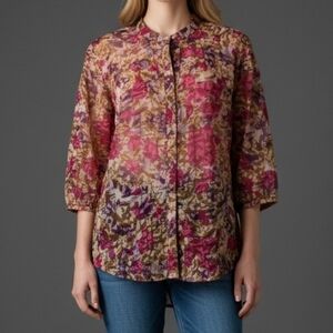 3/$20 VTG NATALIE & ME Floral Button Down Lightweight Shirt